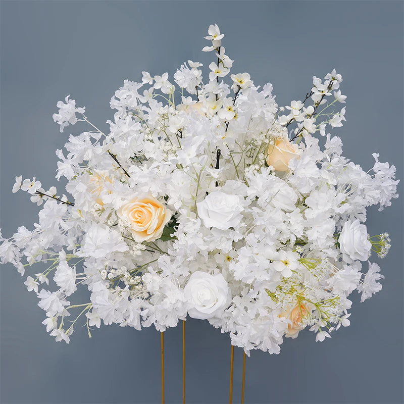arche décorative mariage fleurs artificielles roses blanches classique romantiqueextérieur usage décoration maison