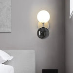 lampe murale led marbrée moderne minimaliste blanc noir globes opaques chambre salon