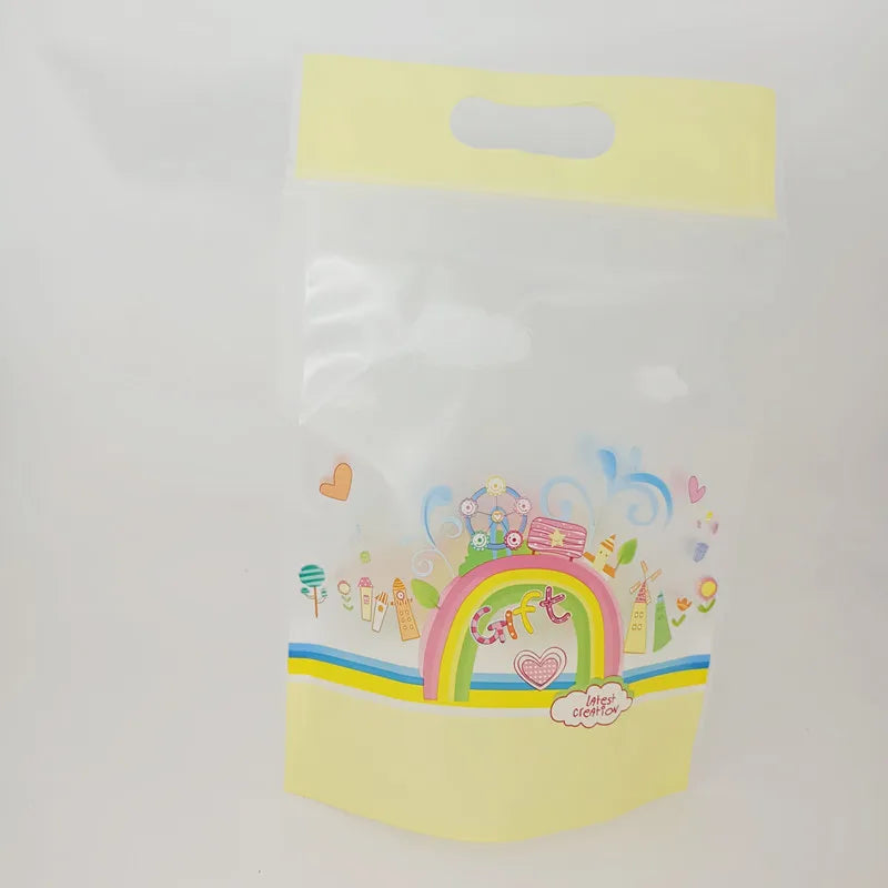 sac plastique chat licorne happy surprise baby nice day poignée détachable occasion anniversaire mariage