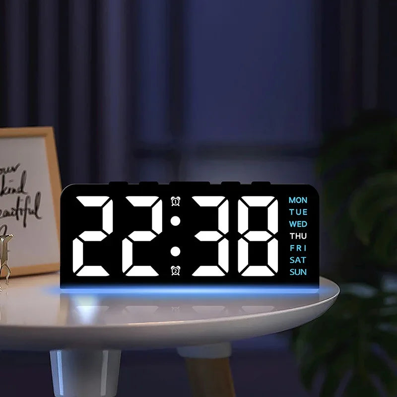 horloge numérique triangle led noir moderne réglable lumineuse double alarme veilleuse ambiance chambre