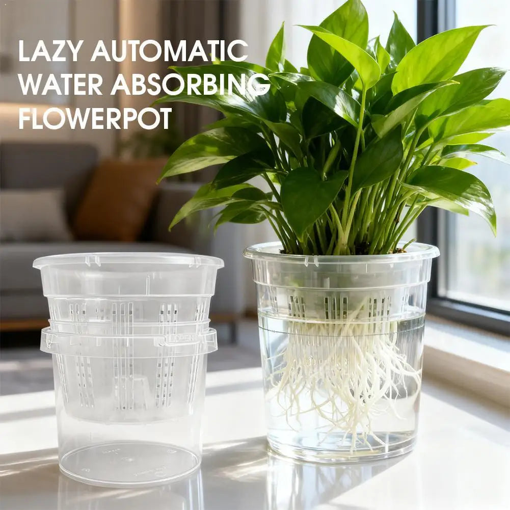 pot fleurs transparent absorption automatique eau grille perforations moderne plastiqueDecorationPlantes