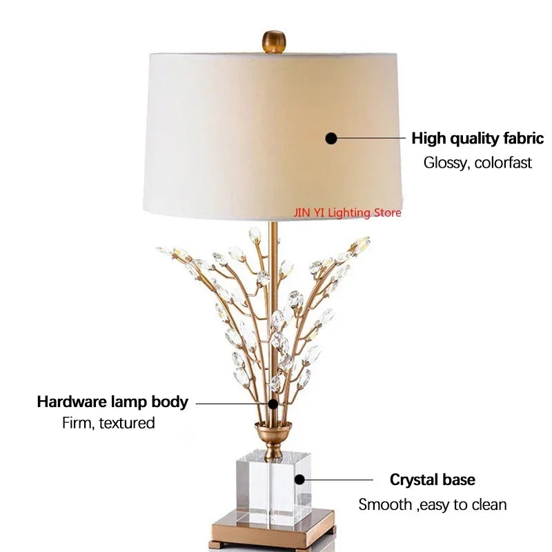 Lampe de chevet LED cristal arbre fleur design blanc