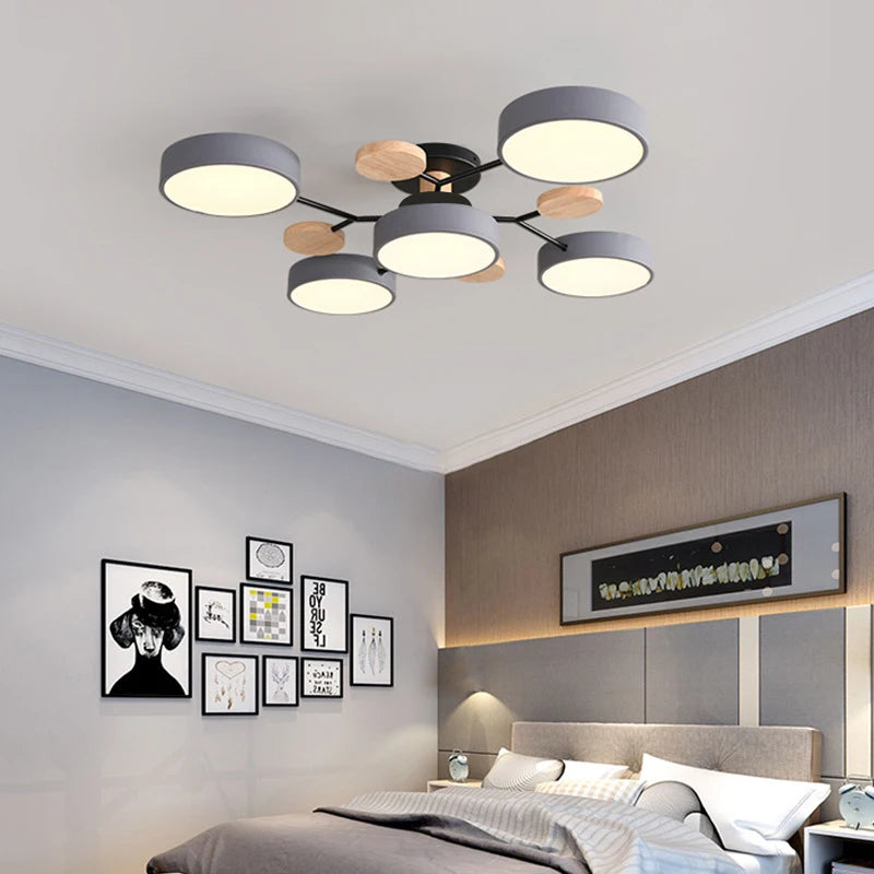 lampe moderne gris bois acrylique translucide led couleurs dimmable scandinave 220v