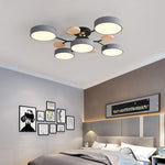 lampe moderne gris bois acrylique translucide led couleurs dimmable scandinave 220v