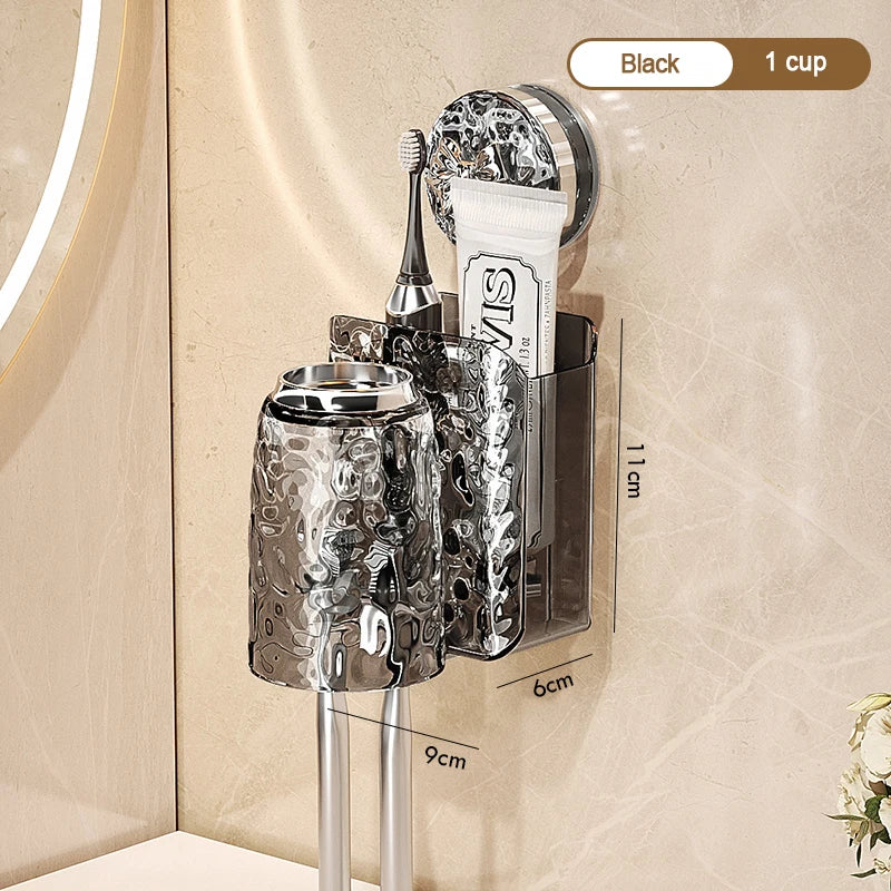 porte produits mural transparent texturé moderne ventouse brosses dents salle bain