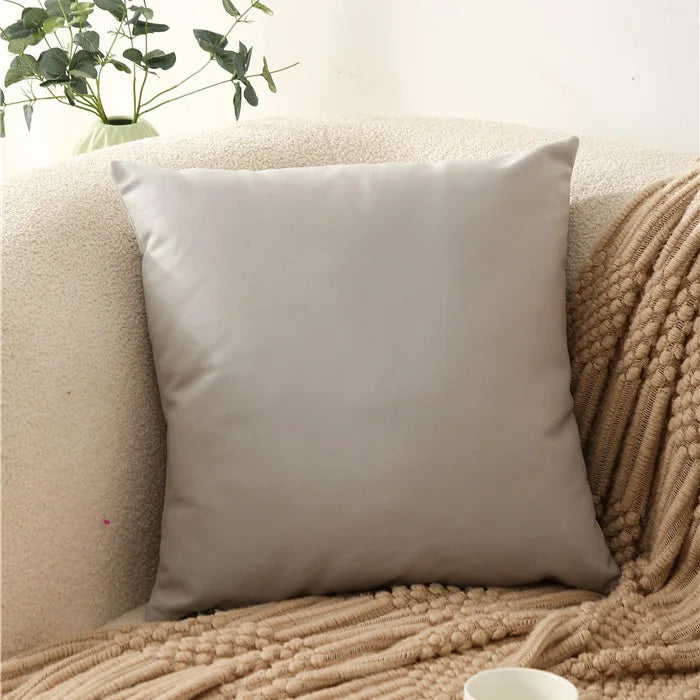 housses coussin carrées unies modernes beige gris orange lit décoration voiture