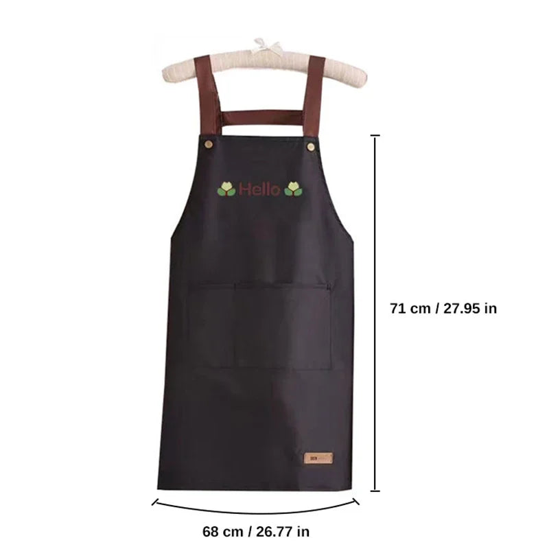 tablier cuisine imperméable bleu clair broderie fleurs poche avant moderne