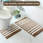 tapis bain moderne rayé gris blanc marron clair respectueux environnement salle bain