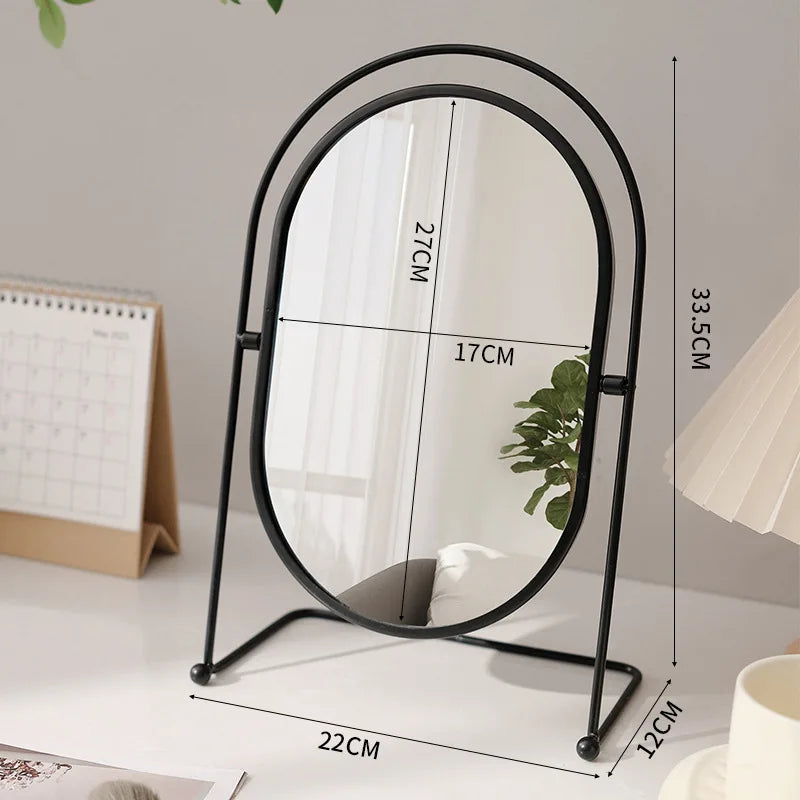 miroir maquillage argenté moderne portable ovale pouces pieds solides aluminium lisse salon chambre bain