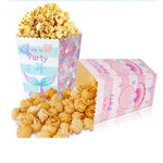 boîtes popcorn papier sirène bleu rose blanc fête anniversaire mariage poissons bulles