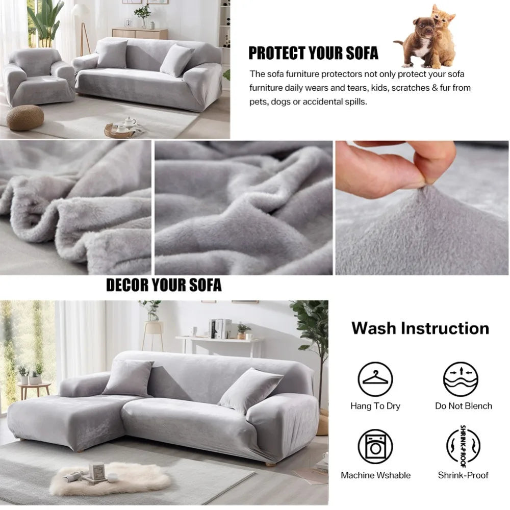 housse canapé velours extensible salon canapé angle fauteuil modulaire coussin