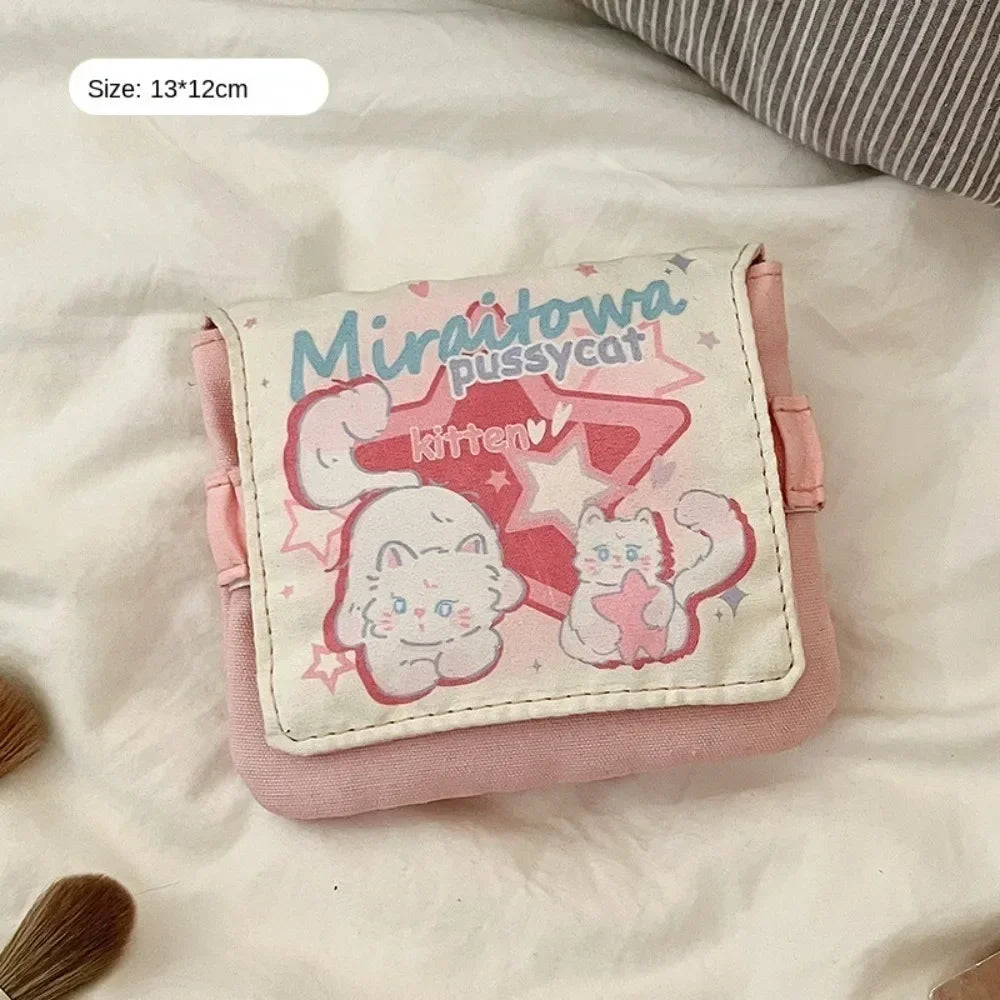 sac rangement réutilisable polyester rose noir blanc moderne mignon dessins animaux crèmes pinceau boîte