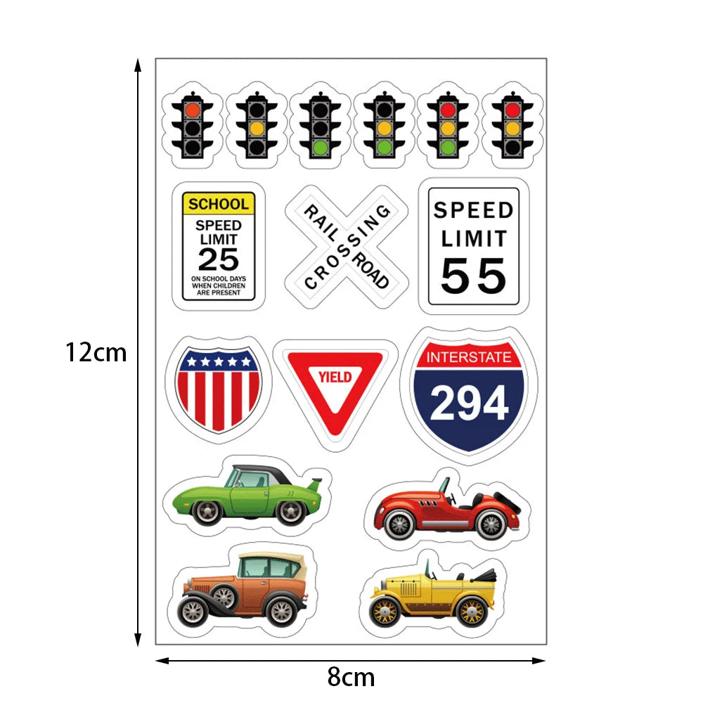 tapis autocollant voiture dessin animé route marquages panneaux signalisation anniversaire enfant fête halloween noël