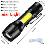 lampe poche rechargeable led zoomable noire éclairage 500mètres camping outdoor