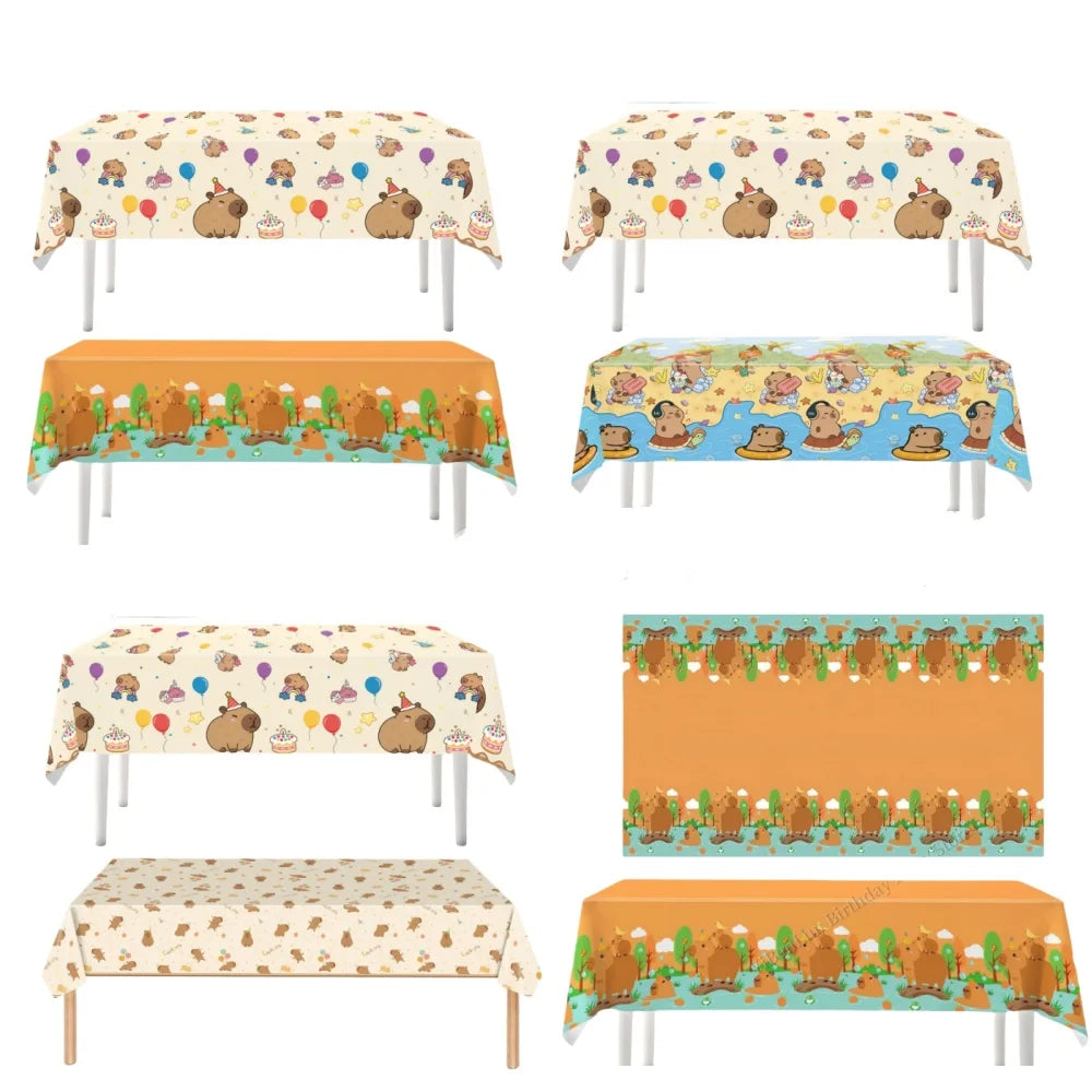 nappe table festive motif animaux couleurs vives bébé enfant deco occasionnelleecerueuils ballons gâteaux