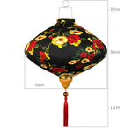 lanterne japonaise traditionnelle rouge fleurs décorative artisanale pompon bois suspendue