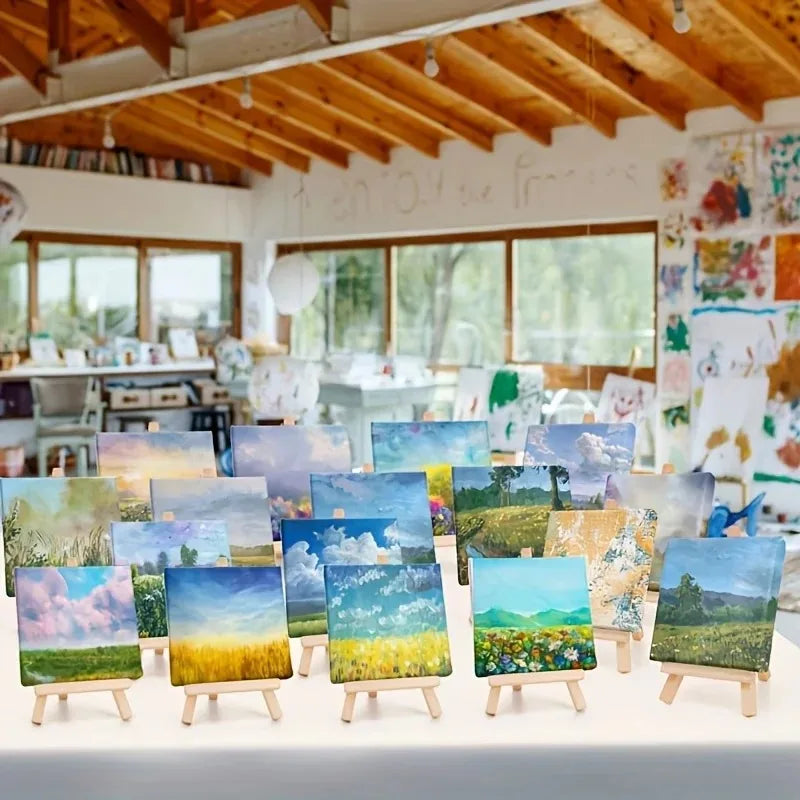 toiles peinture chevalets bois blanc miniatures artistiques set set 12 decoration mariage
