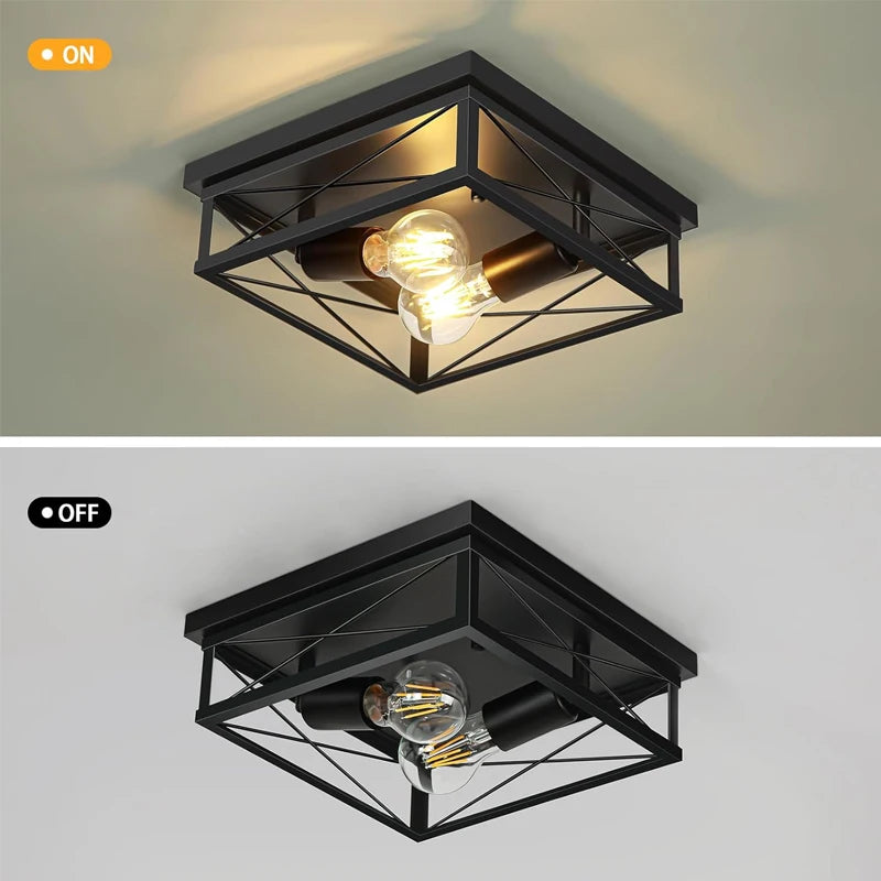 lampe industrielle noire structure métal géométrique filament couloir salle manger
