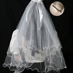 voile mariée tulle plissé blanc classique romantique fixé noeud transparent élégant