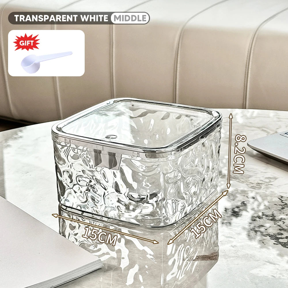 boîte rangement transparente moderne pliable respectueuse environnement serviettes produits nettoyage hygiénique poignéeversible