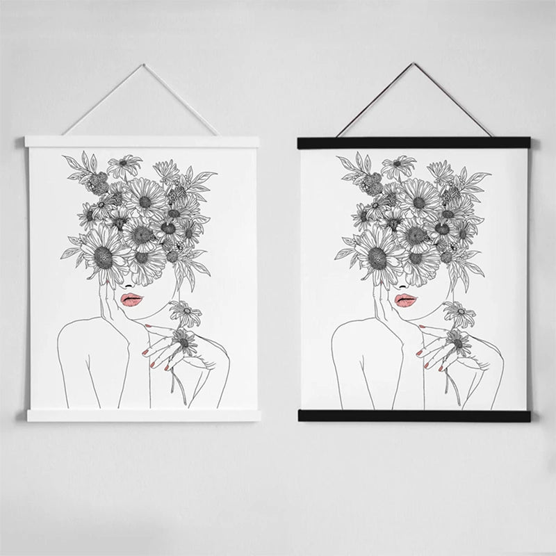 cadre mural magnétique bois moderne 21cm 31cm 41cm 51cm 61cm.pin teck noir blanc
