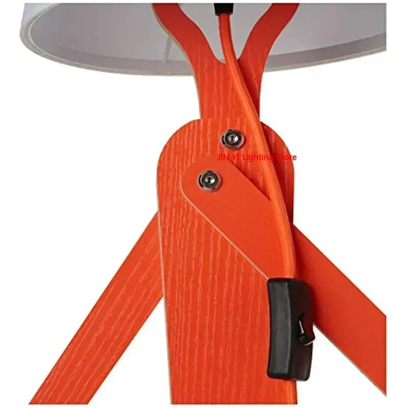 lampe sol moderne bras articulés tête lumineuse bois orange éclairage led original fixations modernes