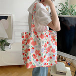 sac main femme toile florale motif fleurs rouge décontracté polyvalent doux polyester