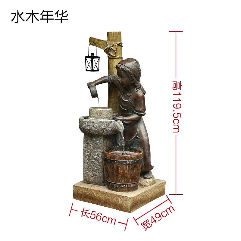fontaine résine fées enfant aquatique decoration intérieure basse transparente fleuri maison