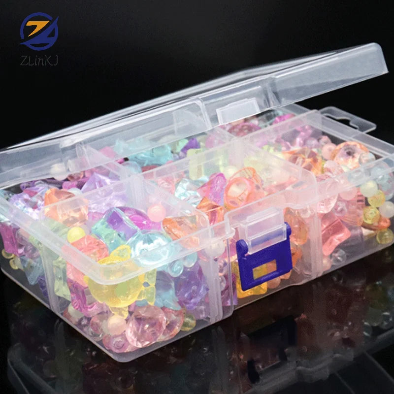 boîte rangement transparente plastique moderne compartiments amovibles poignée bleue pratique bijoux outils pêche