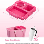 boîte rangement rose pratique compartiment smartphone lunettes soleil voyage moderne