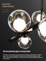 lampe suspendue moderne sphères translucides noir argenté scandinave interrupteur bouton led