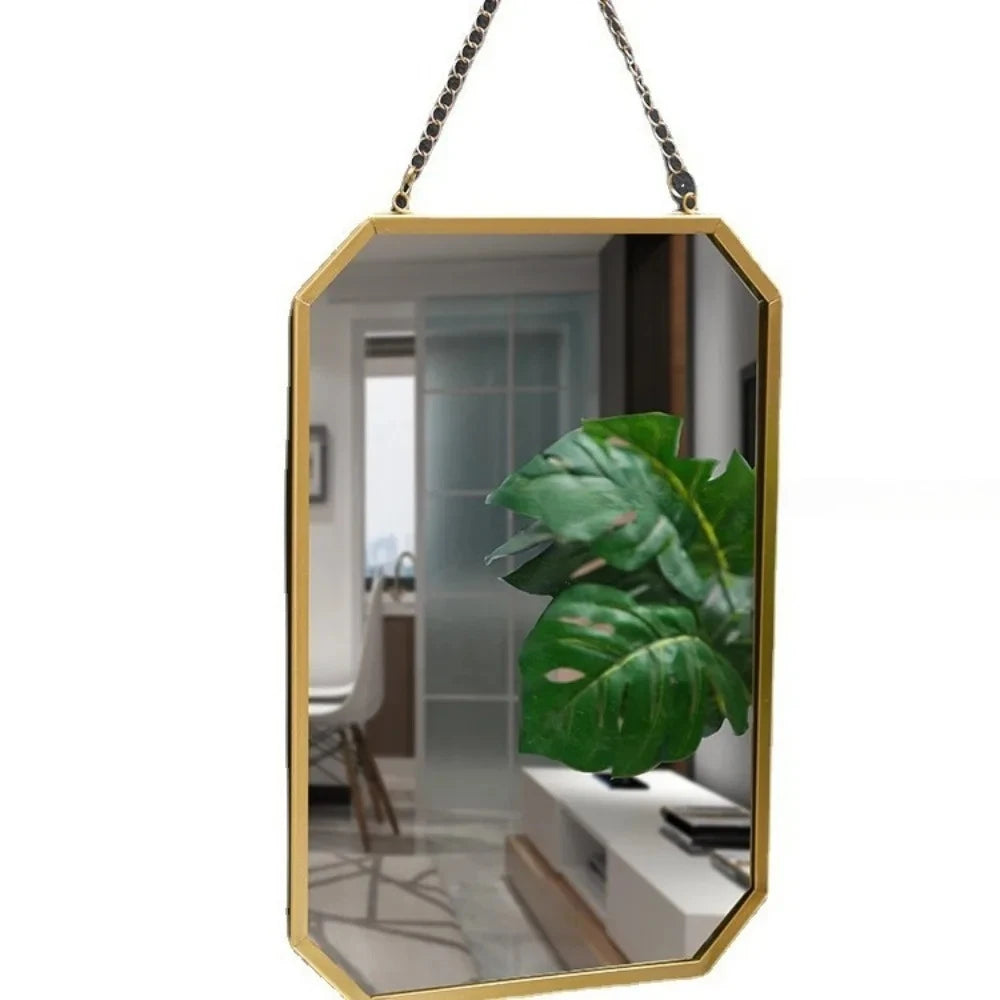 miroir mural or moderne bordure octogonale minimaliste chaines petite taille grande taille