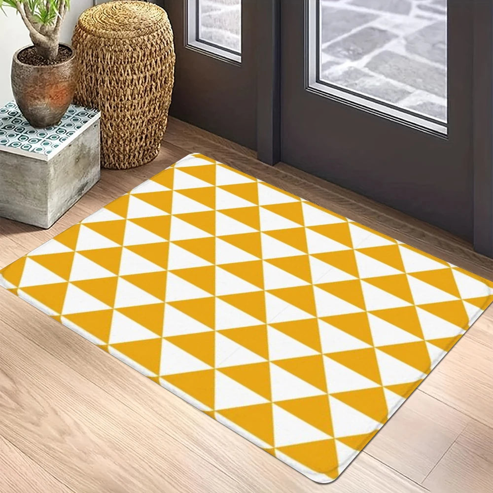 tapis sol antidérapant polyester résistant modernes couleurs vert violet orange gris blanc motifs géométriques