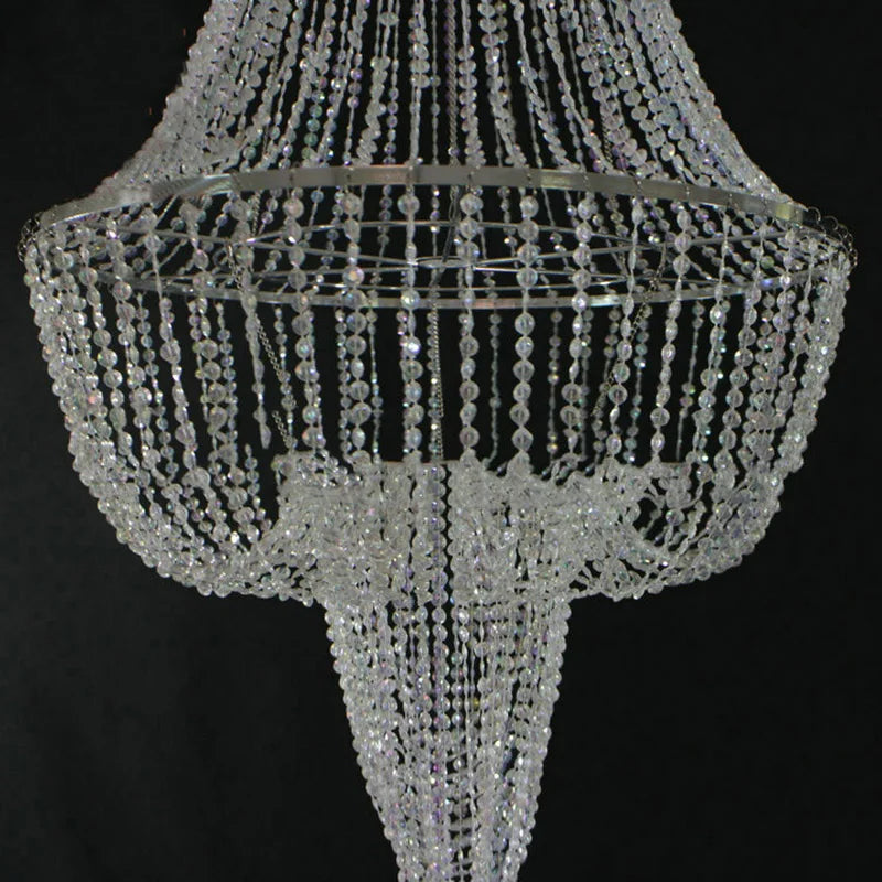 chandelier cristal transparent argenté élégant luxueux baroque suspension diametre 60cm hauteur 120cm