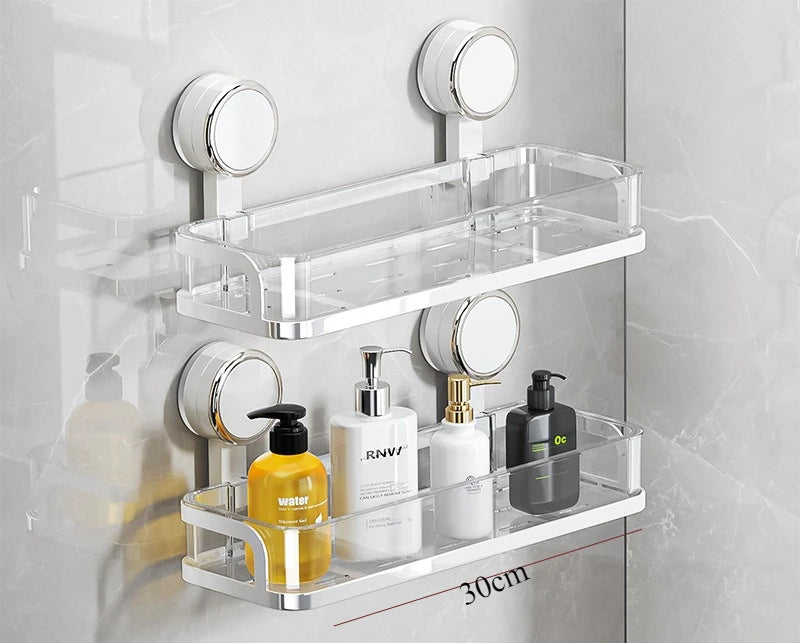 étagère salle bain moderne noir brillante adhésive minimaliste rangement pot crème pompe savon lotion
