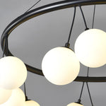 Suspension lumineuse moderne boules translucides cercle noir led blanc noir