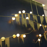 suspension lumineuse moderne dorées franges opalescentes élégante led lumières 180cm doré blanc