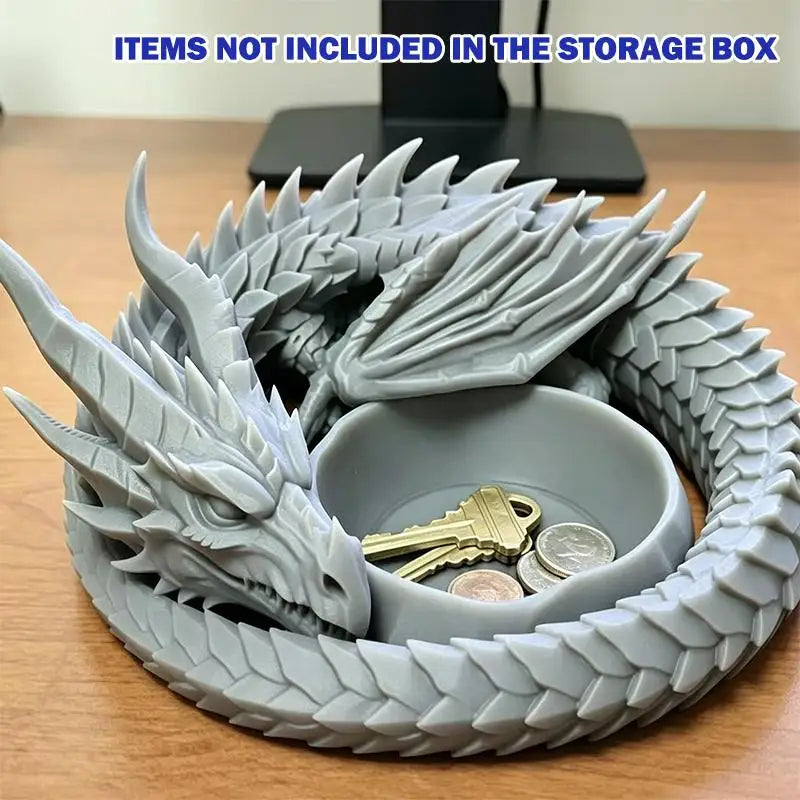 porte clés bijoux dragon blanc noir gris bleu fantastique sculptural support organisation