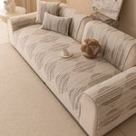 housse canapé chenille beige rayures horizontales moderne élégante coussins décoratifs anti dérapant