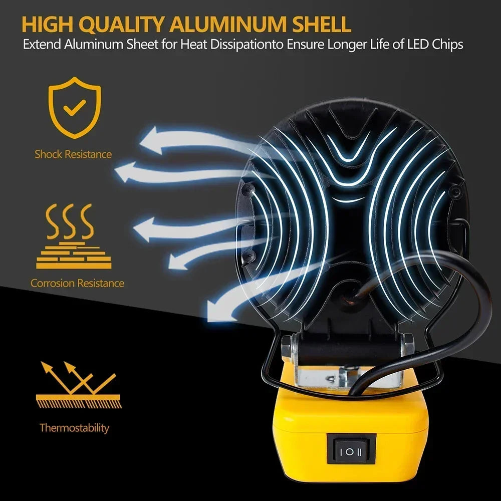 lampe travail led noir jaune 5000lm 35w clips usb moderne fonctionnelle