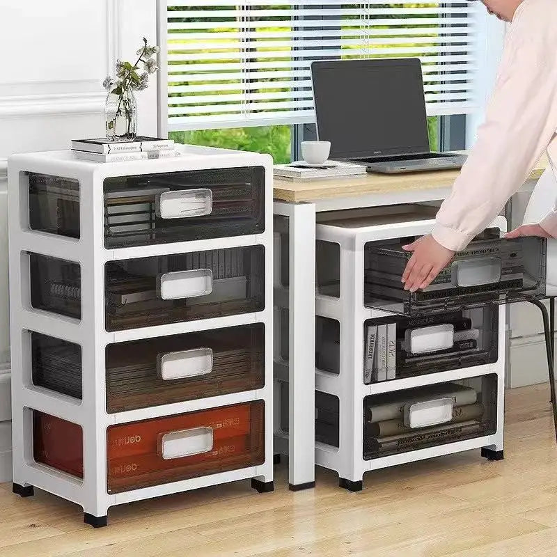 meuble rangement tiroirs transparents blanc noir moderne pliable respectueux environnement salon chambre étude