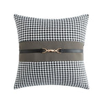 taies d'oreiller houndstooth gris noir contemporain brodé respectueux environnement 45x45cm decoration chambre coucher