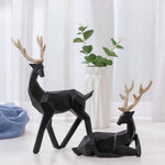 figurines cerfs géométriques noirs dorés modernes décor maison résine minimalistes