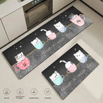 tapis cuisine antidérapant motif chatons colorés moderne sol maison salon bleu foncé