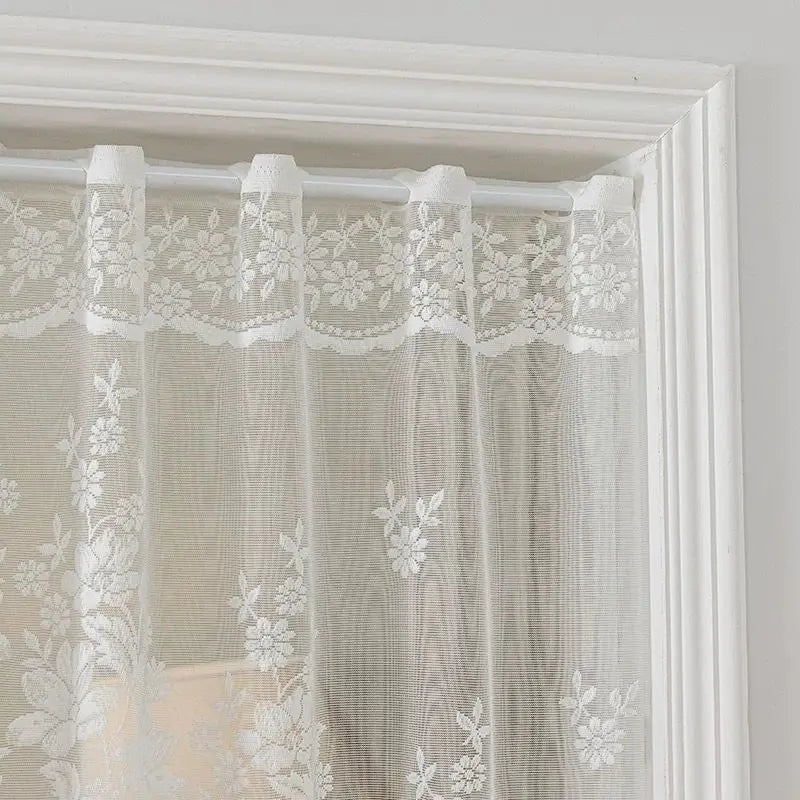 rideau blanc fleur dentelle transparent classique romantique oeilletsextérieur fenêtre plat polyester