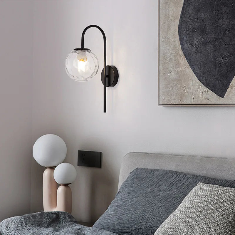 lampe murale moderne applique chambre entrée interrupteur bouton verre noir doré opacité