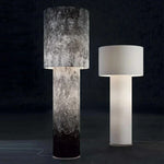 lampe sol moderne blanc abat jour texture grunge led minimaliste interrupteur bouton