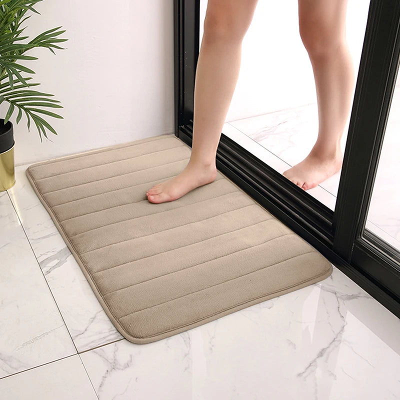 tapis bain coton bleu marine gris clair marron moderne doux absorption eau 60x40cm