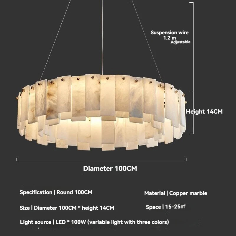lustre suspension moderne marbre blanc doré lampe suspendue salon luxe table manger élégant