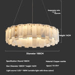 lustre suspension moderne marbre blanc doré lampe suspendue salon luxe table manger élégant